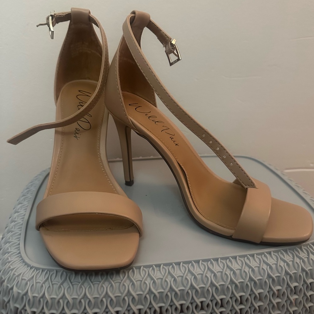 Wild Diva Nude Ankle Strap Heels